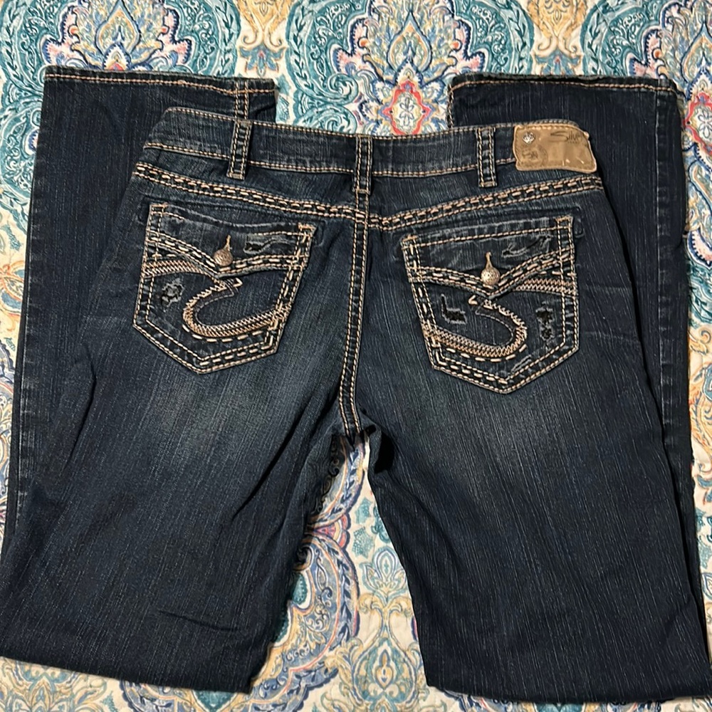 Pre-loved Silver Aiko Mid boot cut jeans size W32/L33